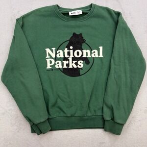 Parks Project Sweatshirt Mens Large Green National Parks Fleece Crew Neck Bear